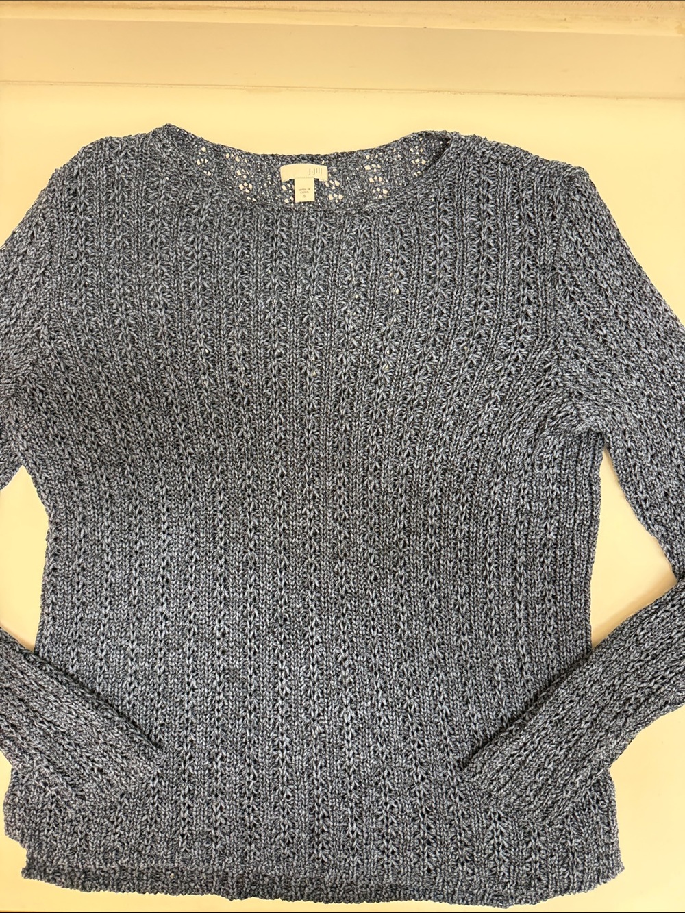 J Jill Women's Navy Blue Knit Crewneck Sweater